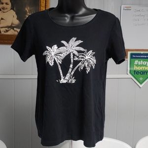 Karen Scott Black and white Palm Tree Shirt